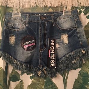 SOLD - NWT high waist distressed shorts